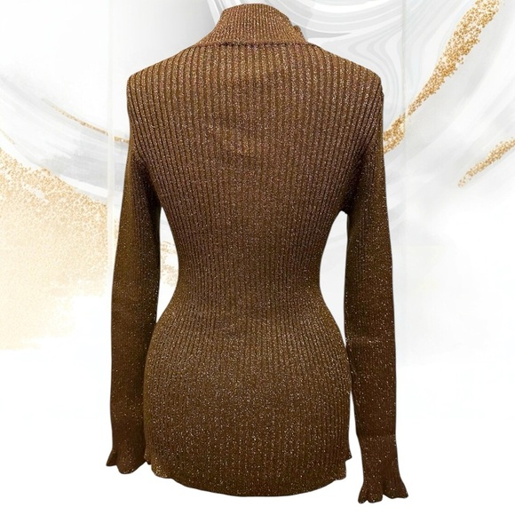 028 INC | NWOT Bronze Color Ribbed Turtleneck Sweater (Size XXL) - Picture 3 of 8